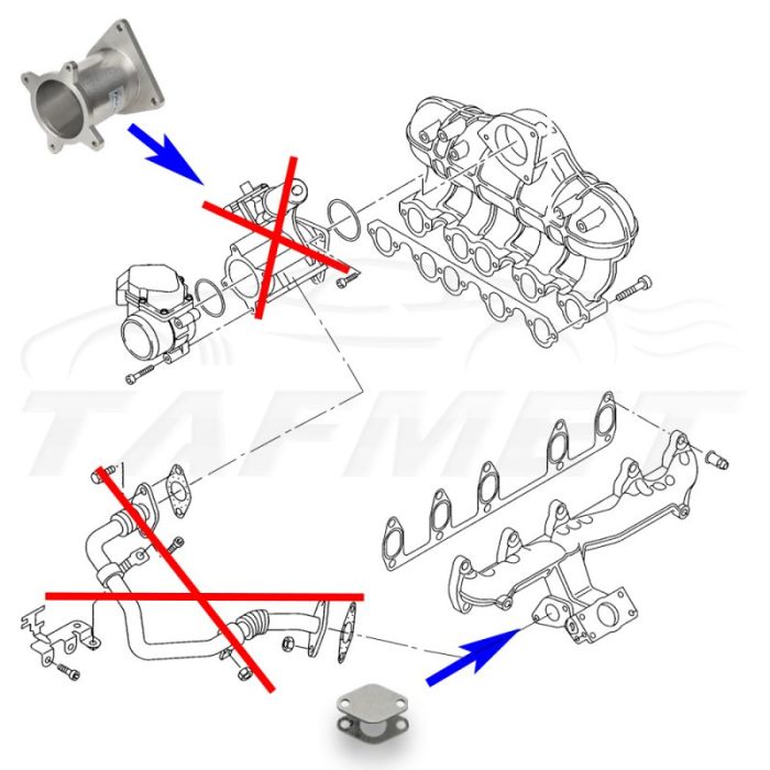 EGR Delete Kit with Blanking Plate for VW Touareg Crafter with R5 2.5 TDI engine.
