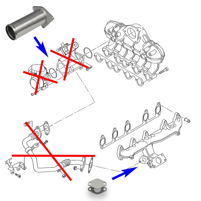 Kit de eliminación de EGR con placa ciega de bypass para VW Touareg Crafter con motores R5 2.5 TDI