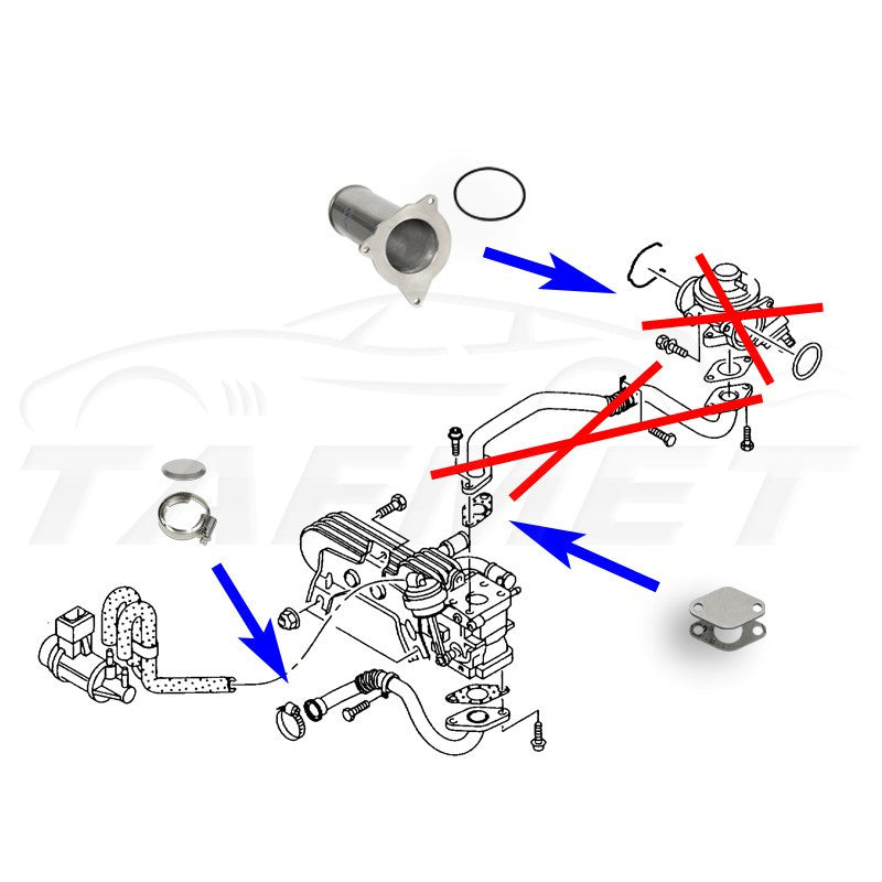 Kit de eliminación EGR con placa ciega bypass para VW Touareg T5 con motores R5 2.5 TDI BAC BLK AXE AXD