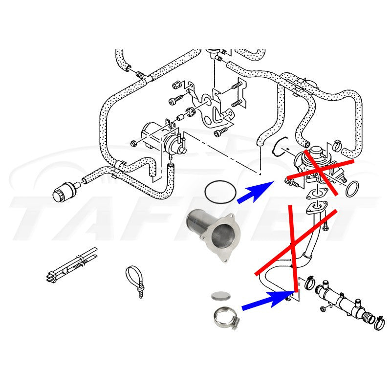 Kit de eliminación EGR con placa ciega bypass para VW Touareg T5 con motores R5 2.5 TDI BAC BLK AXE AXD