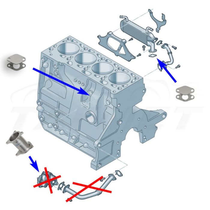 EGR Valve Delete Kit for VW Crafter Amarok with 2.0 and 3.0 TDI engines.