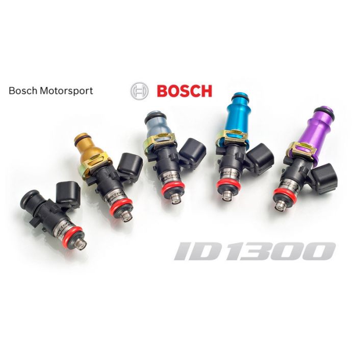 Kit of 8 Injector Dynamics 1300cc/min Fuel Injectors, BMW M3 E90 E92 E93 07+ / Dodge Chrysler 300C / Challenger / Magnum 6.1l SRT-8 / Ford Mustang GT500 06+ / Titan VK56DE 04+ 48mm / 14mm (Gray)