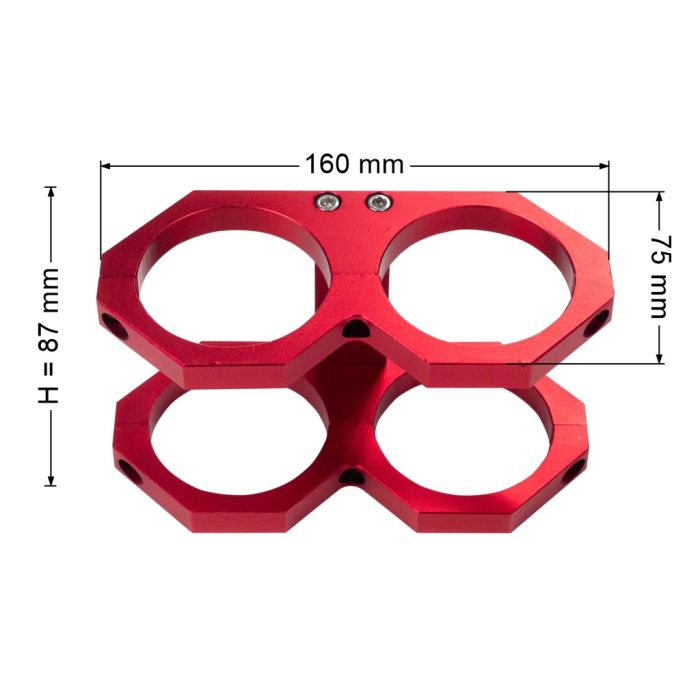 JRspec 60mm Dual Fuel Pump Mounting Bracket, Type 2, Red